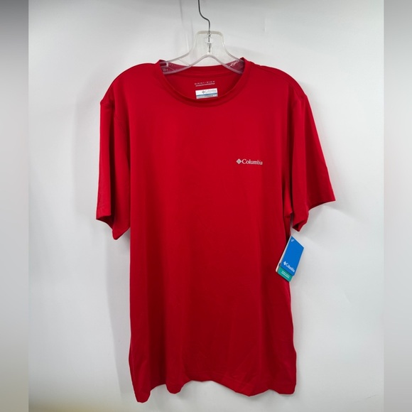 Columbia Diamond Peak Short Sleeve Shirt Red sz M Activewear Omni Wick NWT - Picture 1 of 5
